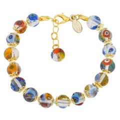 Glass Of Venice Murano Glass Bracelet – Italian Millefiori Transparent Multicolo