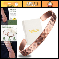 Handmade Copper Bracelet for Men & Women – Solid Raw Hammered Tibetan Cuff Bangl