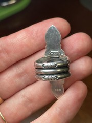 Artisan Silversmith Multi-stone Long Crawler Ring Opal Turquoise Tourmaline Sz 7