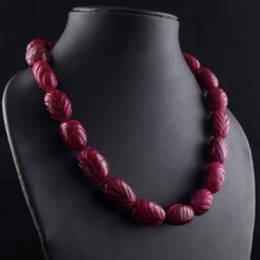 Most Outstanding Red Ruby Carved 788 Cts Beaded Necklace Jewelry VK 21 E595