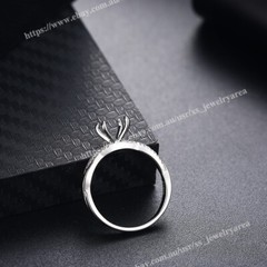 Stylish Round 6.5mm Semi Mount Ring Gorgeous Real Diamond Solid 14k White Gold