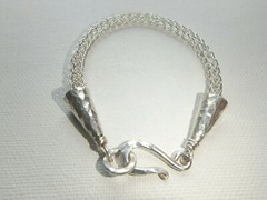 925 Bracelet Viking Knit Weave Handmade Sterling Silver Hammered 8 1/2″