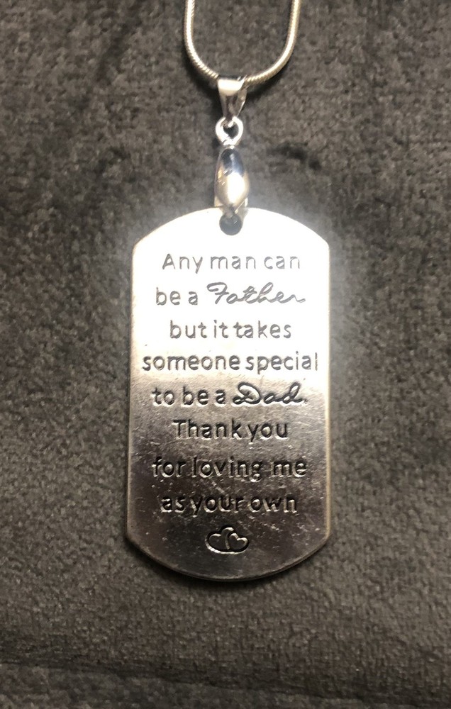 Handmade Silver Stepdad Father Inspirational Pendant On Silver Snake Chain