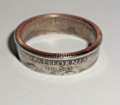 «Sealed» California US STATE QUARTER handcrafted coin ring size 4-14