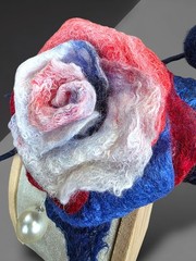4th of July Independence Day ROSE Lapel Pin Brooch Handmade Wool Felting Art