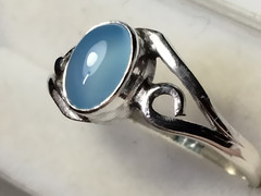 SEA BLUE CHALCEDONY IN TRENDY STERLING SILVER.925 RING SIZE 7.0-7.25 AND 6.75!
