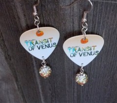 Three Days Grace Transit of Venus Guitar Pick Earrings w Ombre Pave Bead Dangles