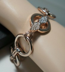Victorias Secret ROSE Gold Round Link Bracelet & Swarovski Crystal Wings Clasp