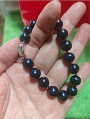 Brand new AAAA10-11mm round natural Tahitian pearl bracelet 7.5-8inch 925s