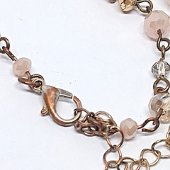 Handmade Copper Glass Beaded 30 Inch Necklace with 2 Inch Druzy Quartz Pendant