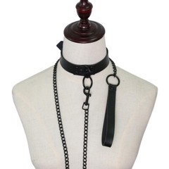 Dark Gothic Leather Collar Neckchain O-Ring Necklace Sexy Collar Chain