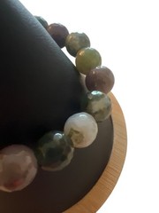 Vintage Natural Agate Quartz Druzy Stone Bead Bracelet Teardrop Tight Stretch 6″