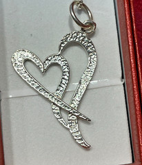 Vintage Sterling Silver .925 DGS Turkey Double Heart Pendant Necklace