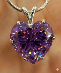 HUGE 10Ct Heart Shape Certified Purple Diamond Solitaire Pendant, Great Sparkle
