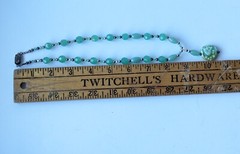 Artisan Made Light Mint Green Glass Bead Swirl S Ceramic Pendant 18″ Necklace
