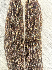 Brown Gold Seed Bead Boho Multi Strand Necklace Multi Color Beads