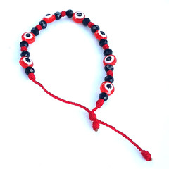 Protection Bracelets Red 7 Evil Eye with black crystal in red string