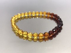 Amber Bracelet Gift FACETED Round Beads Baltic Amber Ombre Rainbow Colorful 8016