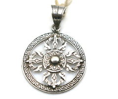 Vintage 925 Silver Vishva Vajra Mandala Pendant Nepali Handmade Buddhist Jewelry