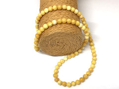 AMBER NECKLACE Gift Egg Yolk Round Beads Yellow Natural Baltic Amber 7,8g 12763