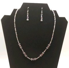Handcrafted Jewelry Set Purple Earrings & Necklace