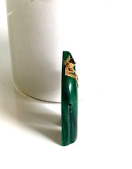Vintage 14k Yellow Gold Natural Carved Malachite Lucky Elephant Pendant 12gr.