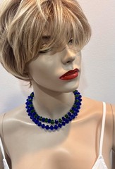 Blue And Green Top Quality Crystals Handmade 2 Strand Necklace