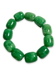 Emerald Green Jade Beaded Stretch Bracelet Chunky Good Luck Prosperity Health