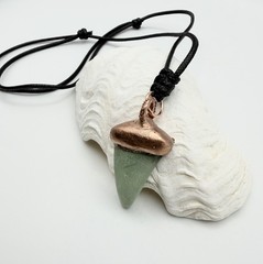 Sea Foam Green Sea Glass Copper Plated Necklace