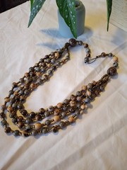 TAGUA Nut NECKLACE, ACAI SEED organic Jlry handmade Ecuador 4 Strand Lightweight