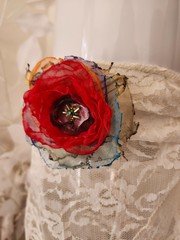 Organza Fabric Flower Brooch Pin
