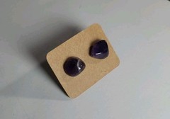 Handmade Amethyst Crystal Stone Stud Earrings Surgical Steel