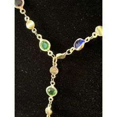 18K Gold Plated Rainbow Gemstone Station Necklace Amethyst Citrine Garnet 14-16″