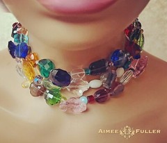 Gem Mix Citrine Quartz Sunstone Jade Agate Jasper Amethyst Statement Necklace