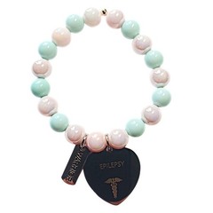 Medical Alert Epilepsy Charm Beaded Bracelet