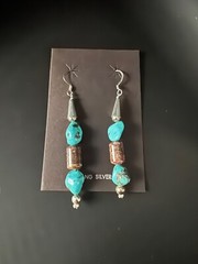 Navajo Wild Horse & Turquoise Sterling Silver Dangle Earrings