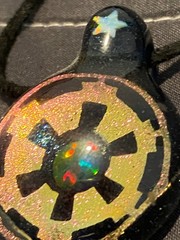 Handmade Glass Pendant Necklace Opal Inlay Galactic Empire Star Wars Inspired