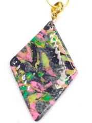 Handcrafted Earring Chain Necklace Set Polymer Clay Black Neon Pink Green Yellow