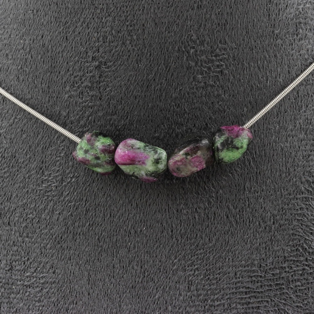 stones And Minerals. Necklace 4 Epidote Pearls From Myanmar. Chain In