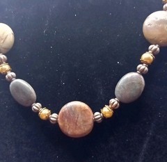 Classic Handcrafted Picasso Jasper Necklace With Antique Gold Findings & Faux…