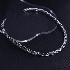15”, Mexican sterling silver 925 woven braided cable choker collar necklace