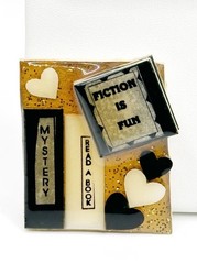 Lucinda Fiction Is Fun Books Pin Brooch Black Ivory Glitter