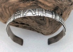 Artisan Handmade LOVE 925 Sterling Silver Cuff Stacker Bracelet Sz 6¾