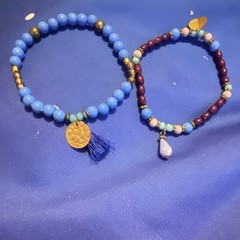Glass Brass Beaded Charm Tassel Adjustable Blue Purple Gold Bracelet Bohemian U…