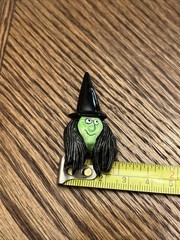 Vintage Classic Green Face Witch Long Black Hair Pin FREE SHIPPING