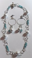 Handmade Apatite Faux Pearl Necklace and Earrings