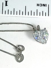 8mm Diamond Solitaire Pendant 18k White Gold Heart shape Diamond Necklace 1.5ct
