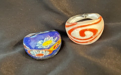 Lot of two Lampwork Glass Wide Band Ring Handmade Sz 8