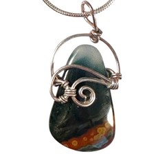 Unbranded Ocean Jasper Wire Wrapped Necklace Womens OS Multicolor Excellent