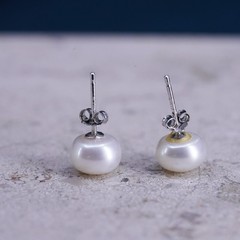 7mm, Sterling 925 silver with freshwater pearl studs earrings